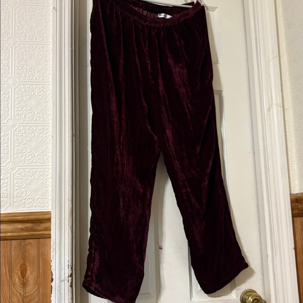 NWT Johnny Was burgundy velvet pants